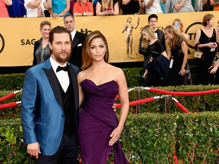 "True Detective" nominee Matthew McConaughey with wife Camila Alves.