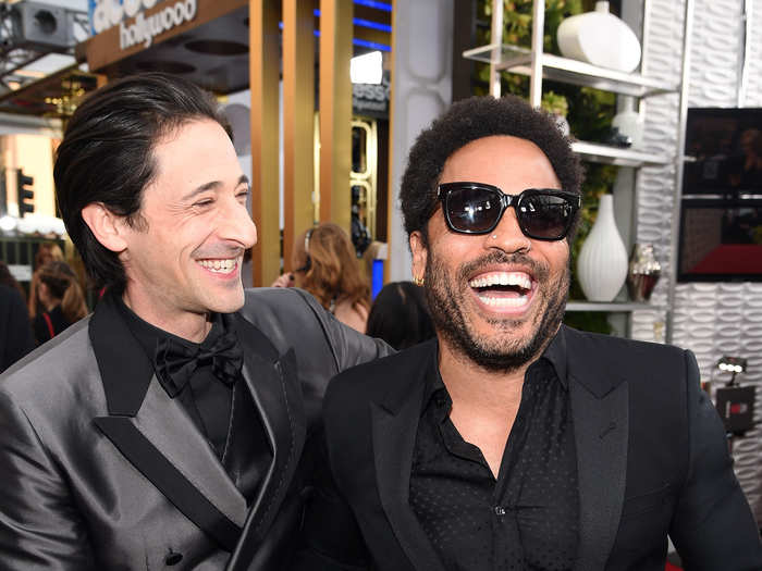 "Houdini" nominee Adrien Brody was playful with his presenter pal Lenny Kravitz on the red carpet.