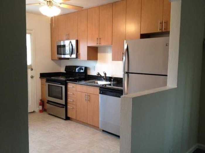 This apartment has a nice kitchen area.