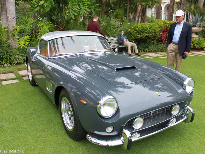 The dark grey 1963 Ferrari 250 GT SWB California Spyder caught the eye of many onlookers.