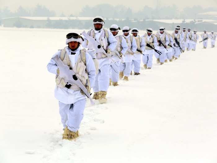 Snow warfare is common in Arctic countries such as Canada and Russia, while Turkish armed forces are usually seen in action in warmer climates.