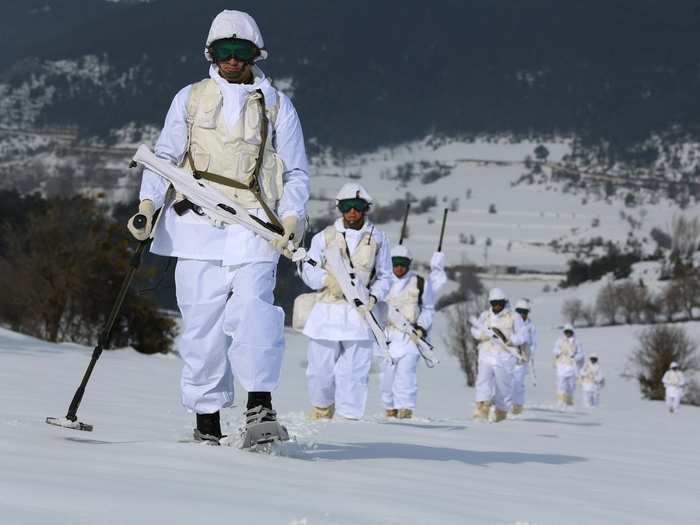 Winter warfare requires special equipment like skis and snowshoes.