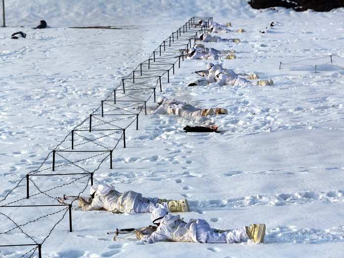 Soldiers go through the same drills as in normal training camps.