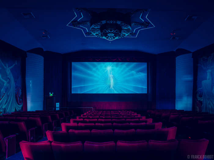 The beautiful Orinda Theatre, in Orinda, California, was built in 1941 and was almost demolished in 1985, before being saved by preservationists. It still shows movies today.