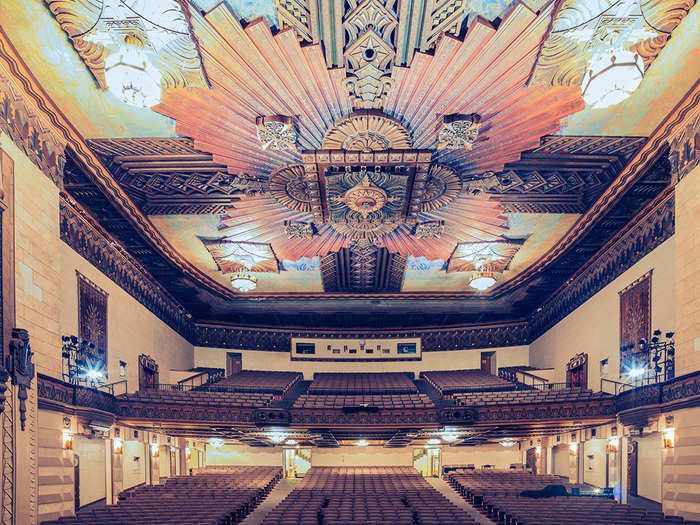 The Warner Grand Theatre, in San Pedro, California, opened in 1931 and was designed in an ornate art deco style by a team of esteemed movie palace architects. Today, it holds music and theater events, but still shows movies often, like when it hosts the Los Angeles Harbor International Film Festival.