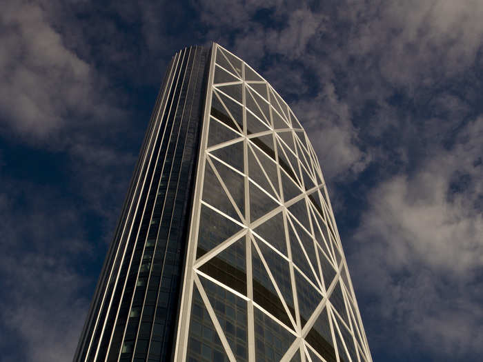 The Bow, Calgary, Canada. 237 metres tall, the name bow is a reference to the curved shape of the building.