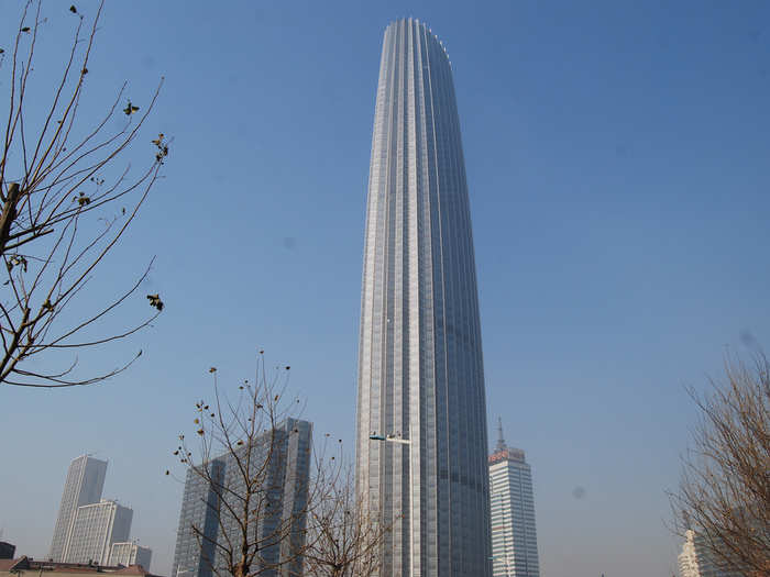 Tianjin World Financial Center, Tianjin, China. The tower is 337 metres tall and has a viewing platform at 305 metres.
