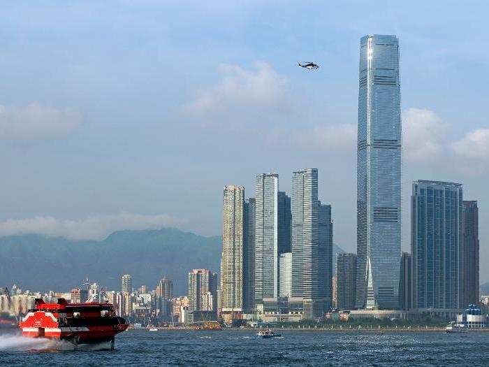 International Commerce Centre, Hong Kong, China. The ICC is the tallest building in Hong Kong, at 484 metres.