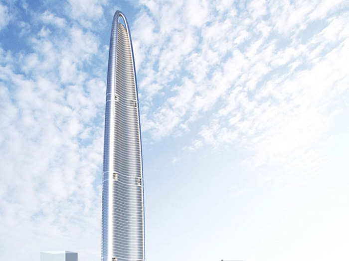 Wuhan Greenland Center, Wuhan, China. The tower will be more than 630 metres tall when completed in 2017.
