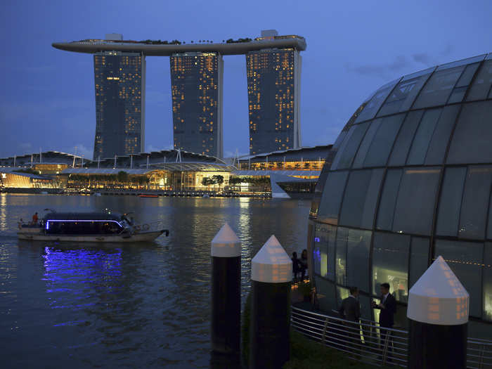 Marina Bay Sands Integrated Resorts, Singapore. The three twin towers host one of the most luxurious hotels in the world.
