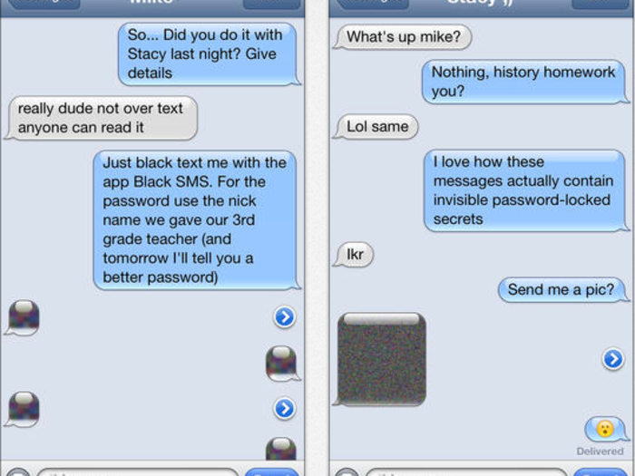 Black SMS lets you send and receive encrypted (and potentially dirty) messages.