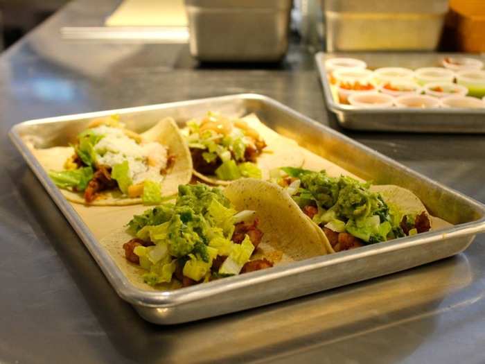 The Taco bar is especially popular during lunch. We can see why.