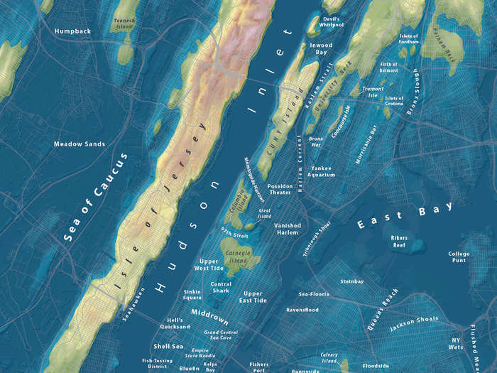 New York City is a similar story. Even after only 100 feet of sea-level rise, the island of Manhattan is almost totally submerged. Brooklyn and Queens are reduced to a handful of small islands. And the iconic Statue of Liberty? Washed away.