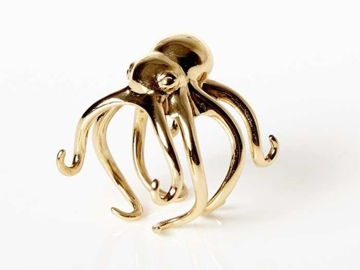 This $65 brass octopus ring is hand-polished to a fine sheen