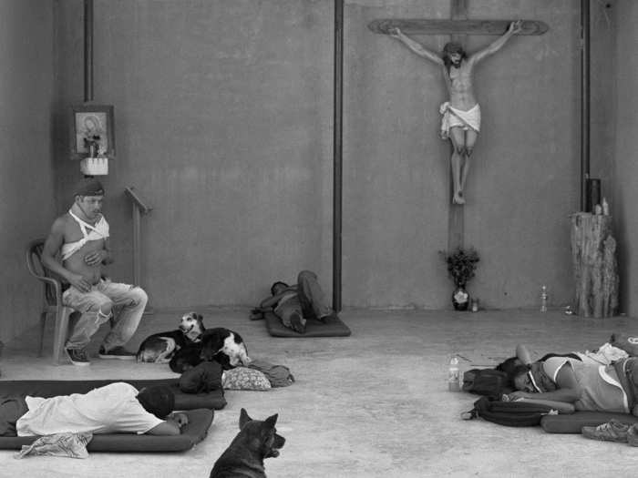 Frankfurter visited migrant shelters along the route to make friends with those working or staying there. After several trips, she was well known at the shelters. This makeshift chapel in the small town of Ixtepec in Oaxaca was one of the many shelters she visited.