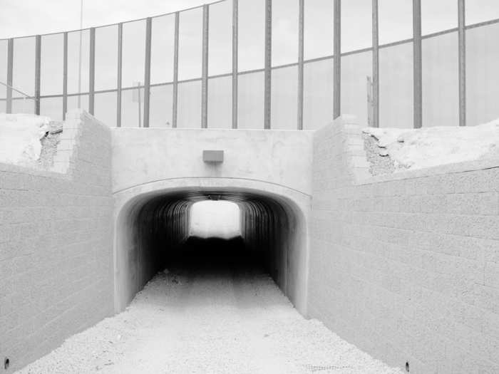 In recent years, security has been heightened on the US side of the 3,000-mile-long border. This is a tunnel used by US Border Patrol along the Arizona-Sonora border between the US and Mexico.