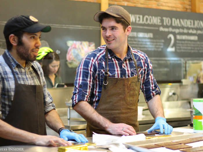 They roast, crack, grind, and temper the beans in-house, and package each bar by hand. Dandelion products can be purchased in-store and online, although Masonis suggests calling first for availability.