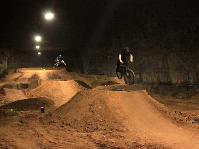 A couple of BMXers tested out the jumps.