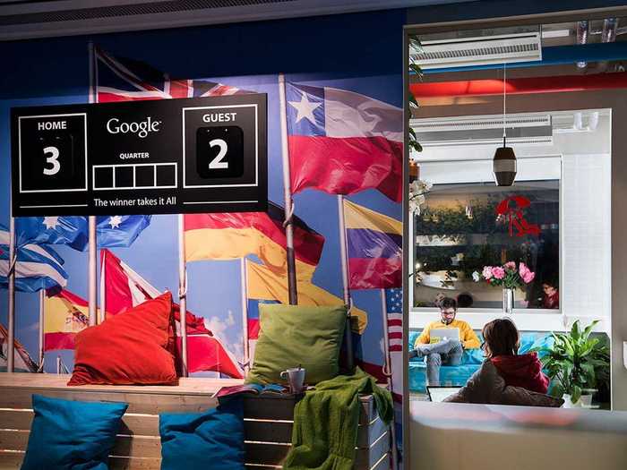 Water polo is extremely important to Hungarians — the national team has won three world championships and nine Olympic gold medals in the sport. A scoreboard in this room is a reference to that.