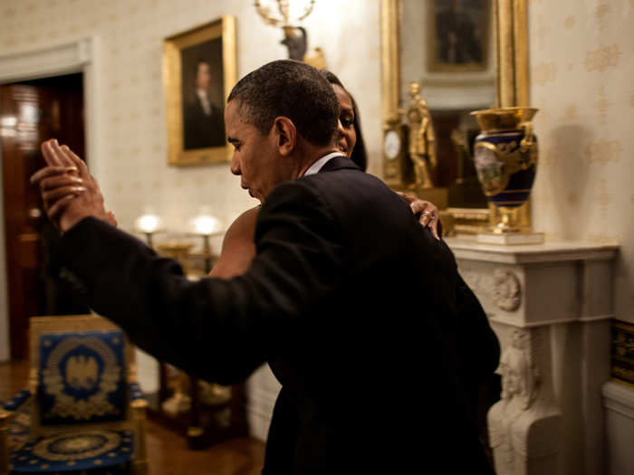 The First Couple shares a private dance before a May 2012 concert at the White House.