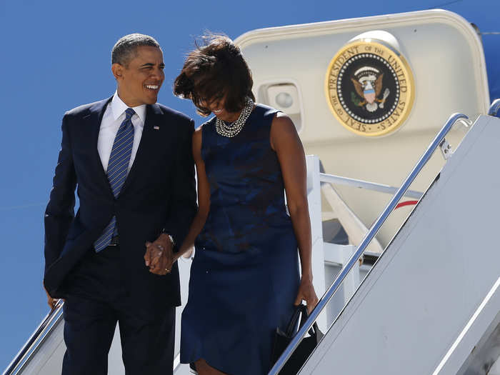 The Obamas arrive in New York, where Barack attended the United Nations General Assembly September 23, 2013.