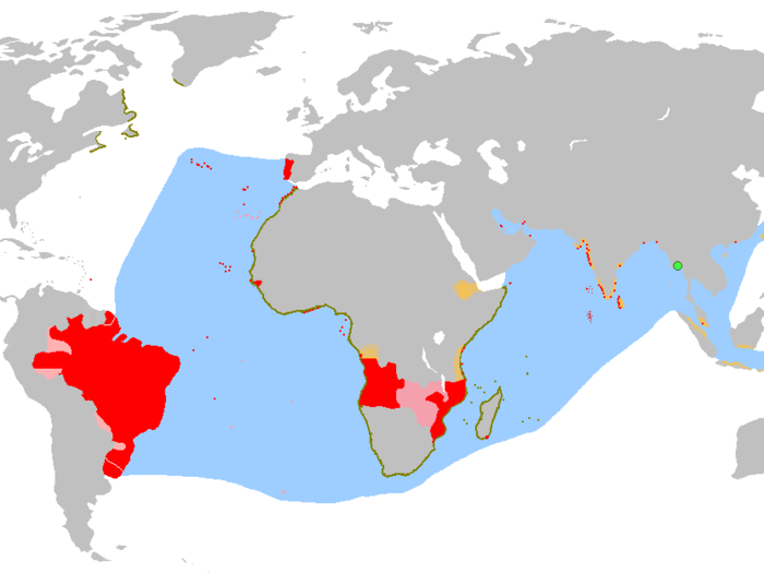 The Portuguese Empire reached 4 million square miles at its height in 1815, before losing Brazil and most of the rest in the next 150 years.