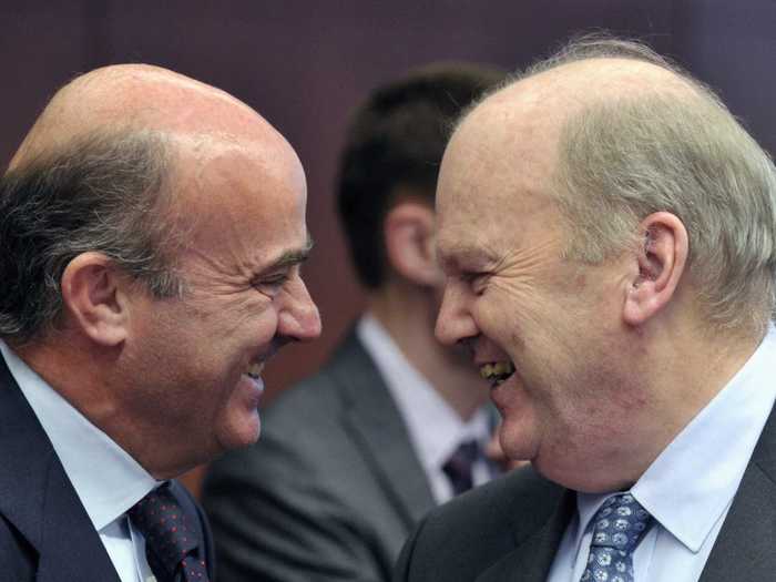 17 and 16.) Finance ministers Luis de Guindos (Spain) and Michael Noonan (Ireland) - Both countries struggled in the euro crisis and are now taking tough stances on Greece, backing the current bailout.