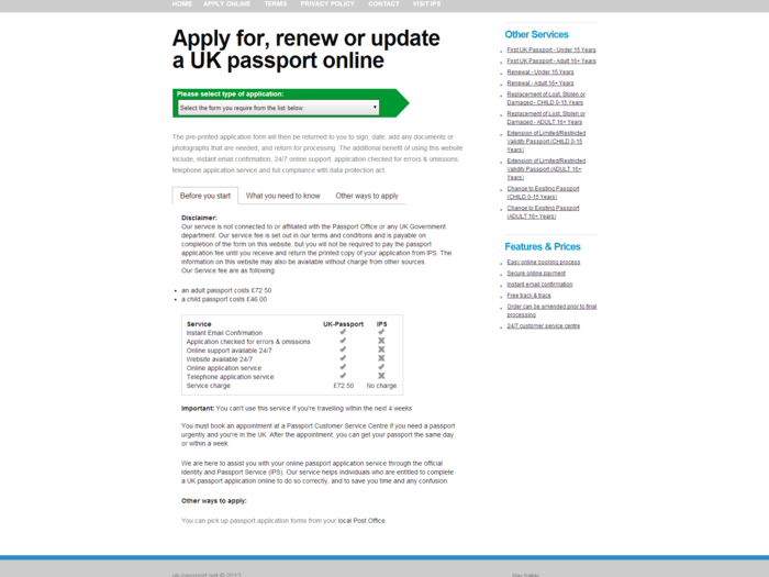 8. UK-Passport.net (188 complaints) — Another "copycat" government website.