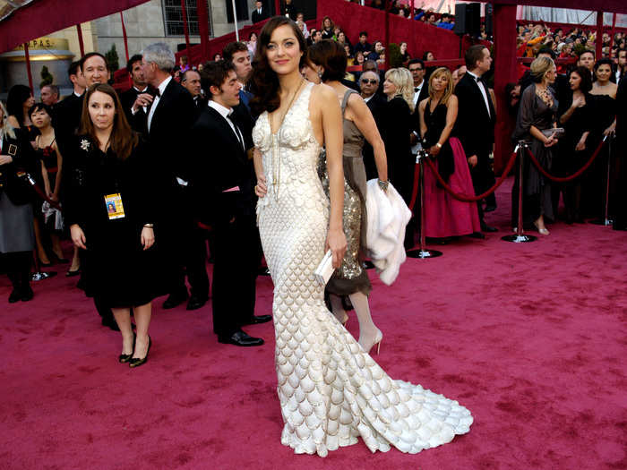 Marion Cotillard won for "La Vie En Rose" in 2008 while wearing Jean Paul Gaultier.