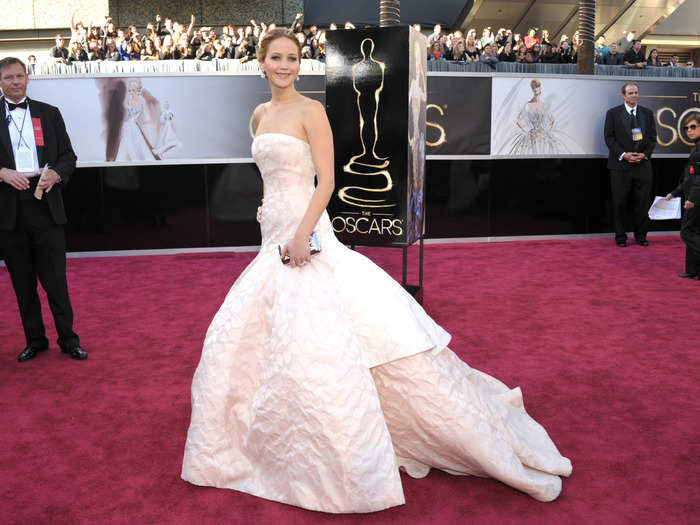 Jennifer Lawrence won the award in 2013 for her work in "Silver Linings Playbook." Her Christian Dior dress was stunning.