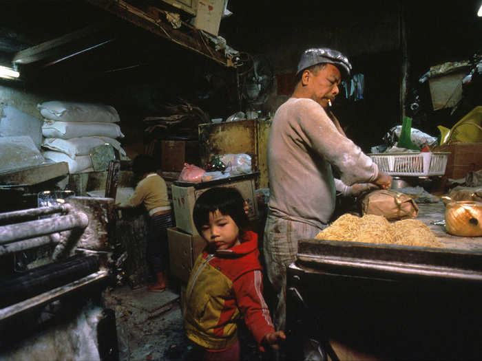 Hui Tuy Choy opened his noodle factory in 1965. He chose the Walled City because the rents were low and you didn’t need a license to open a store. In Hong Kong, shop owners had to get licenses from the labor, health, and fire departments.