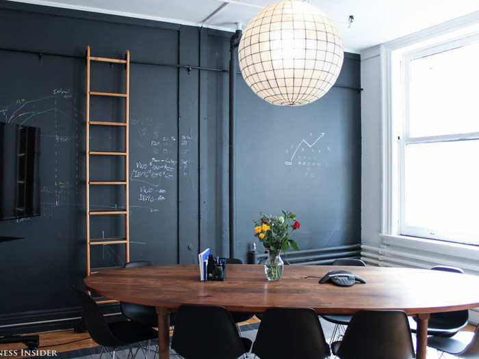 And this one has chalkboard walls and a beautiful light fixture.