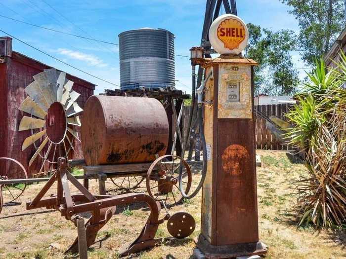 Antiques like this old Shell gas pump were collected by the owners during their trips around the country over those 60 years.