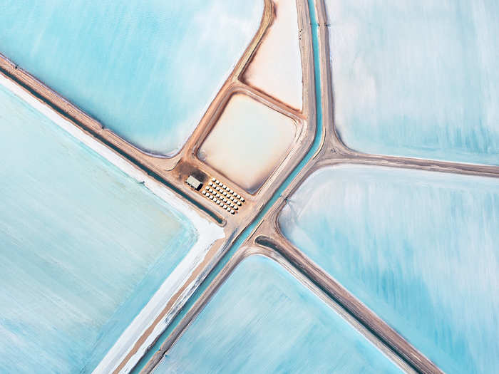 PROFESSIONAL: This photo of the Useless Loop solar salt operation in Australia was taken from a plane at 4,000 feet.