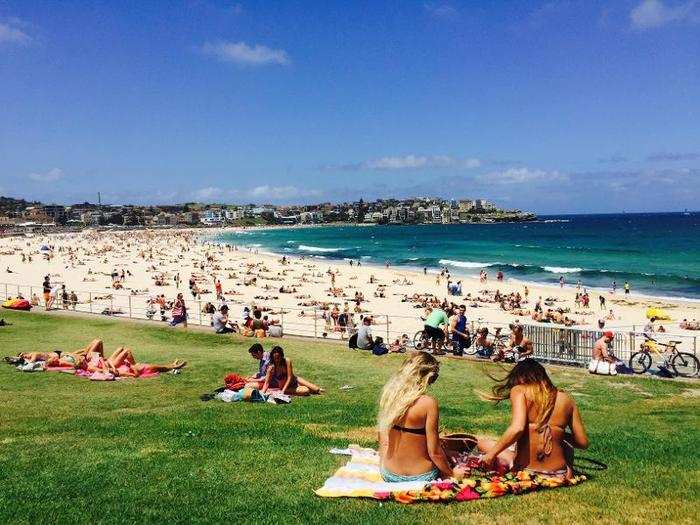 This photo was taken towards the end of spring in Sydney, Australia, when the people of the city head out to the beach.