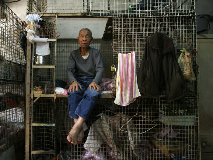 The cages are usually about 6 feet by 2.5 feet. Advocacy group Society for Community Organization says that tens of thousands of Chinese workers live like this.