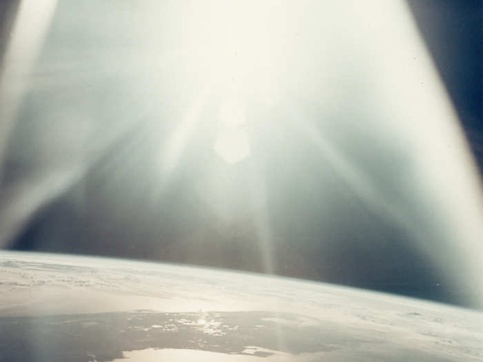 This view of the Florida peninsula was caught by astronaut Walt Cunningham during Apollo 7, in October 1968. "Grabbing the Hasselblad camera, I perpetrated a photographic no-no, taking this picture looking into the sun," he said. The first manned Apollo mission to reach space, Apollo 7 was described by Space.com as "an essential reboot of the Apollo program" after the death of three astronauts during testing for Apollo 1.