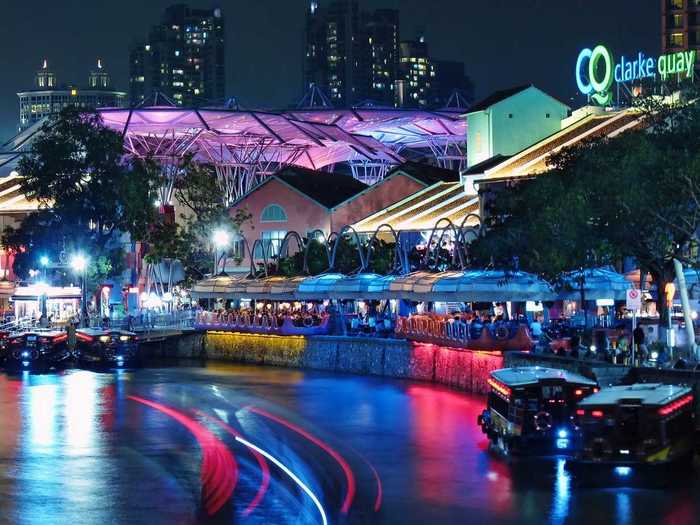 There are lots of swanky restaurants along the river at Clark Quay. It