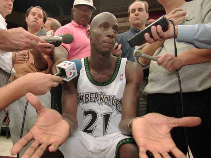 Kevin Garnett was taken fifth by the Minnesota Timberwolves.