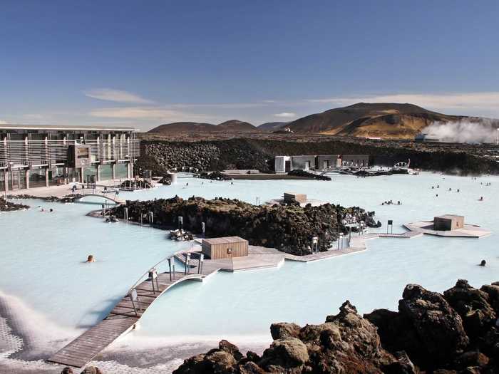 Just a short drive from the airport is the famous geothermal spa, the Blue Lagoon.