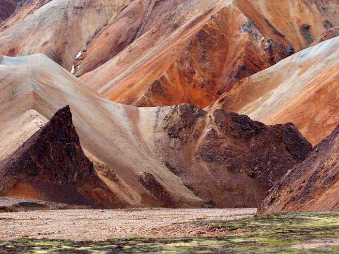 In Landmannalaugar, you can hike through a volcanic desert.