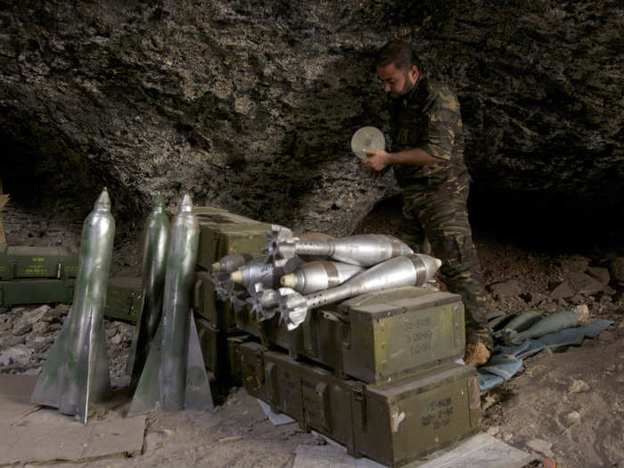 As an added benefit, rebels can hide, store, and prepare ammunition in the caves, like this one in Maaret al-Naaman village, in Idlib.