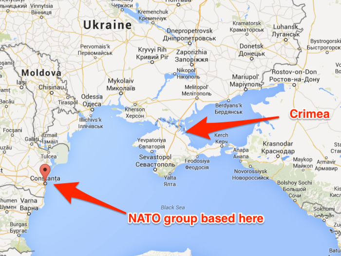 The NATO group is on a port visit to the Romanian port of Constanta. It just happens to be on the doorstep of Crimea, the region annexed by Russia in March last year.