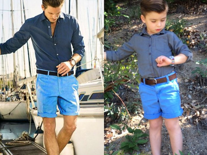 His mom dresses him up in copy-cat clothes and poses from some of Hollywood