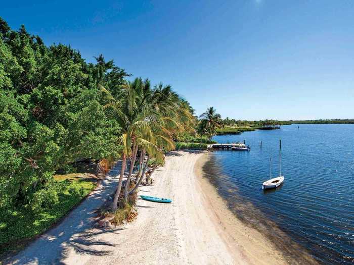 Private beachfront surrounds the island.