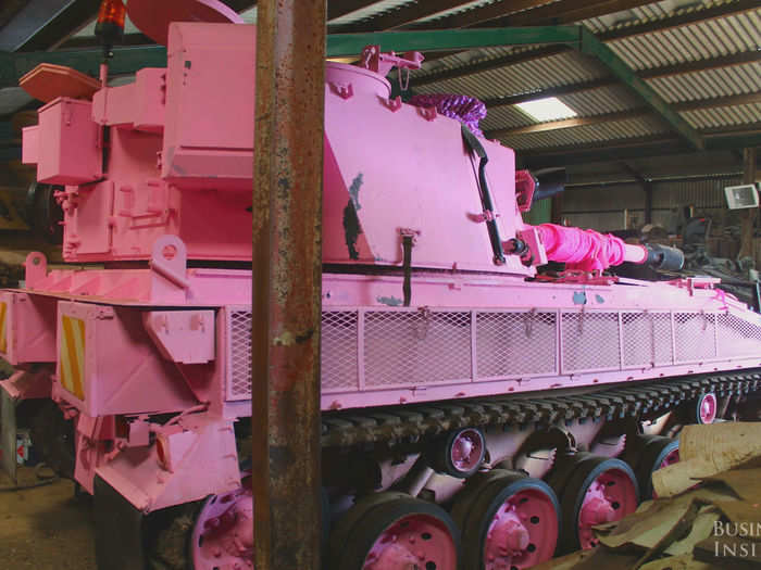 Another notable tank in the Tanks-Alot garage was this pink beauty. It had been painted for an event on gender equality, and never painted back.