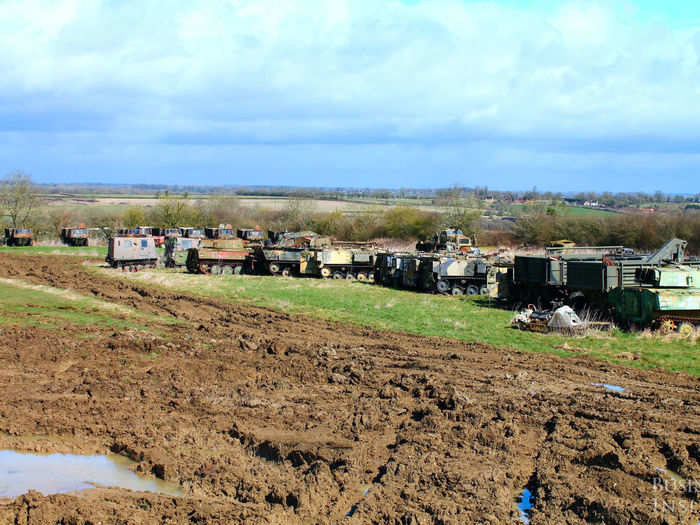 We drove through the fields to see all the other vehicles they have at Tanks-Alot, including lorries and missile launchers.