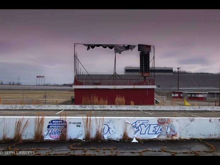 Some ads can still be seen on the sides of the race track