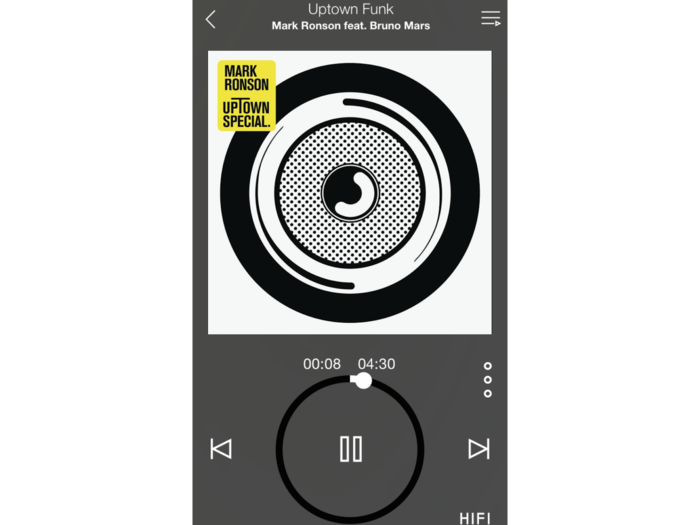 The music player has a virtual scroll wheel that makes it look like a retro iPod