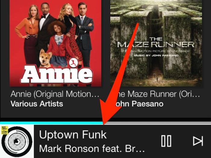 The music player stays at the bottom of the app, which is a neat feature.